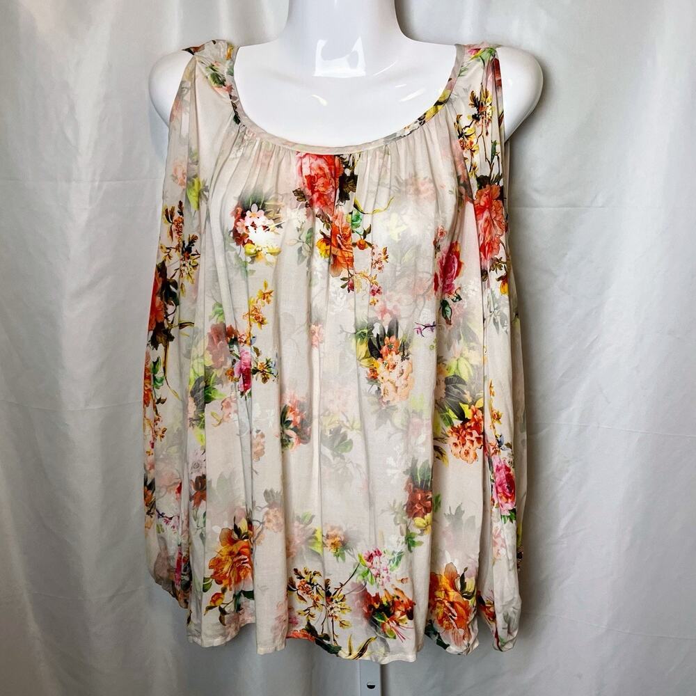 Velvet by Graham & Spencer S Floral Cold Shoulder Blouse Boho Cottagecore Artsy‎